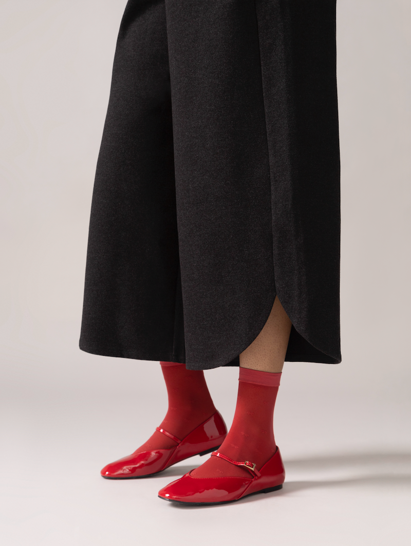 Tulip Hem Brushed Knit Pant in Charcoal Mix