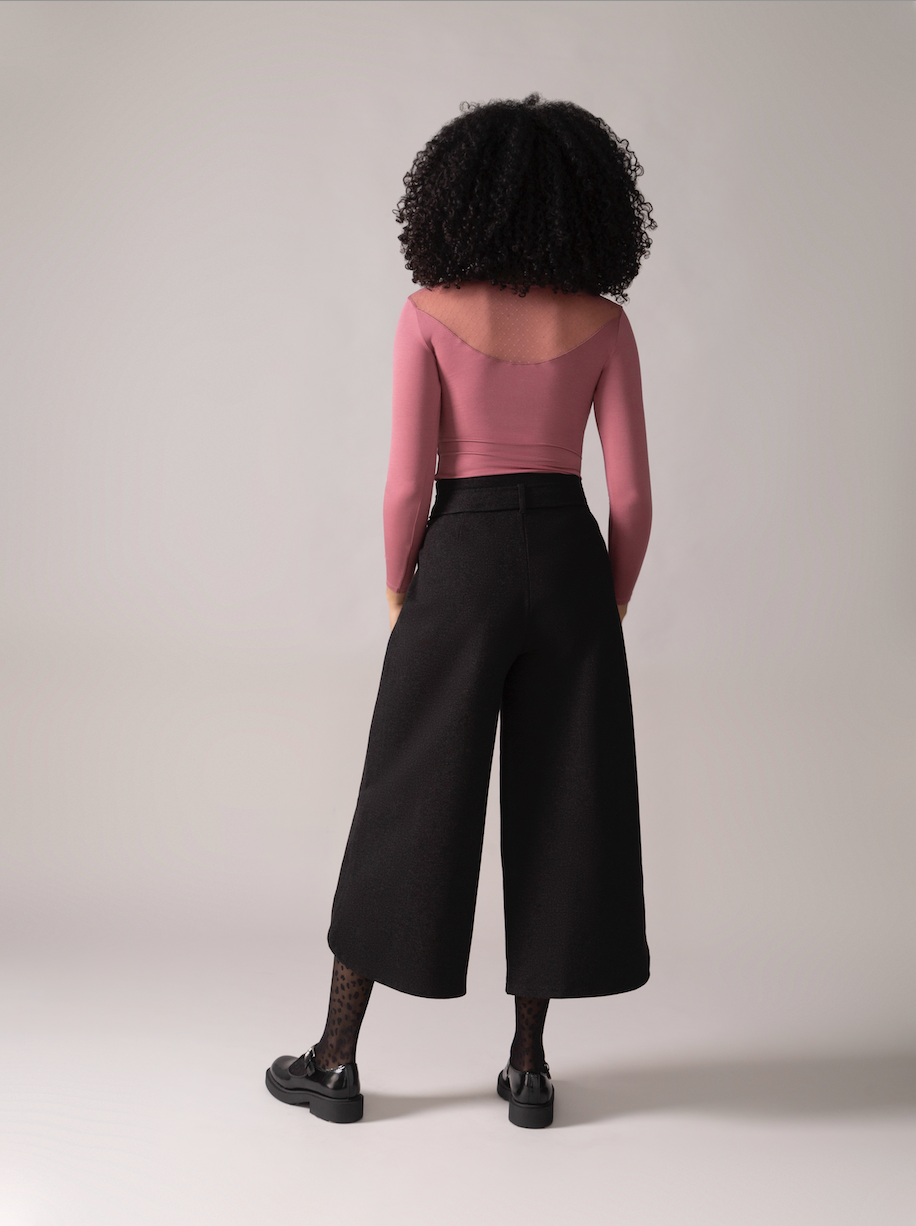 Tulip Hem Brushed Knit Pant in Charcoal Mix
