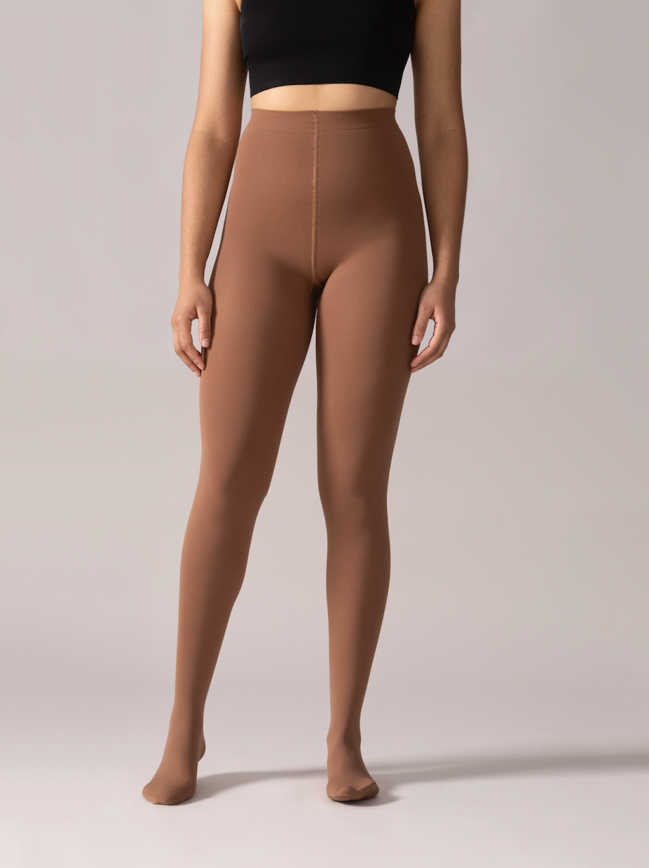 Warm Fleece Tights in Coffee