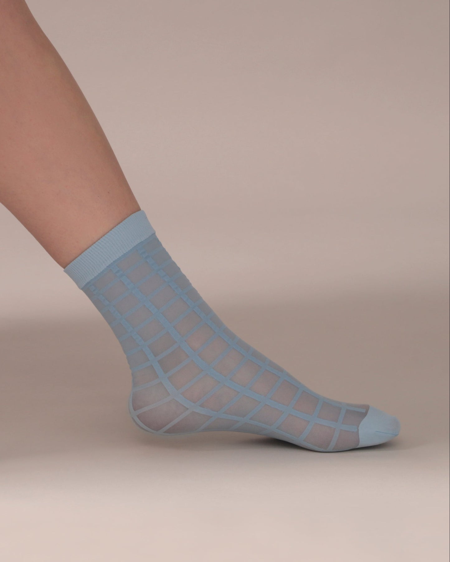 Checked Sheer Socks in Sky Blue