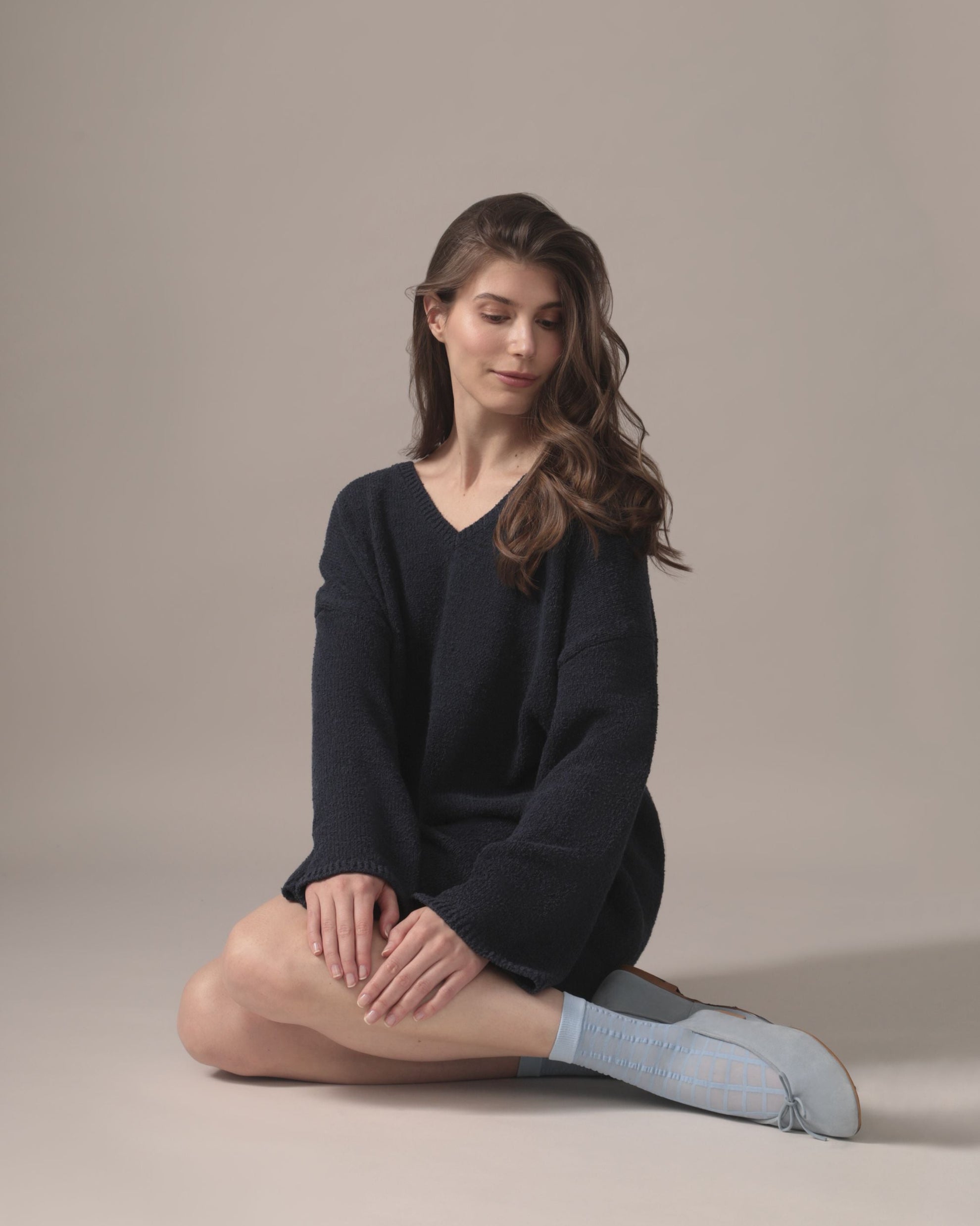 Checked Sheer Socks in Sky Blue