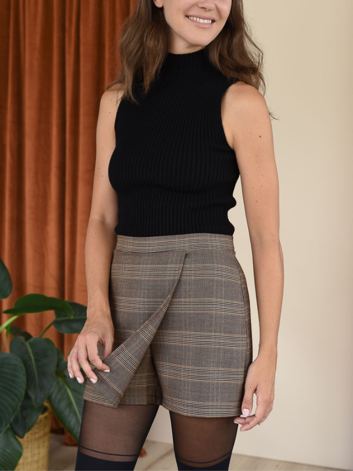 Clara Mocha Plaid Skort