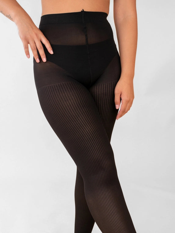 Classic Ribbed Tights 60D in Black