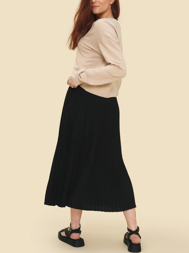Black Midi Pleated Skirt Eco Recycled