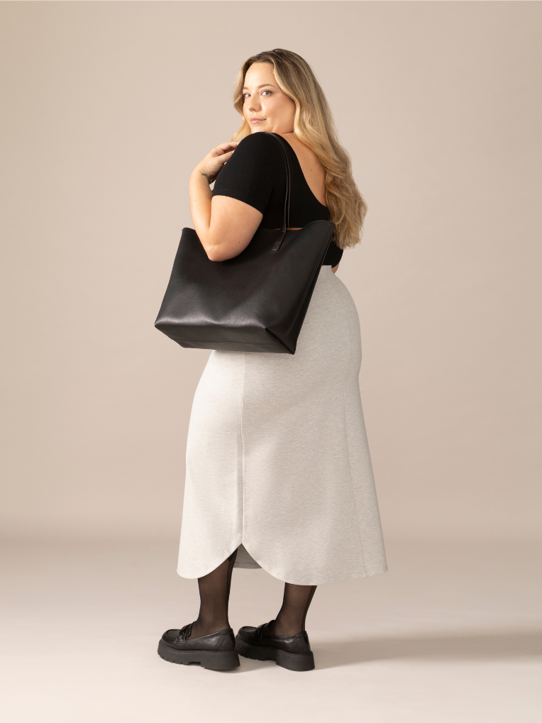 Slip-On Ease Knit Jogger Skirt in Heather Grey