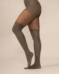 Lace Crown Over-the-Knee Tights in Olive