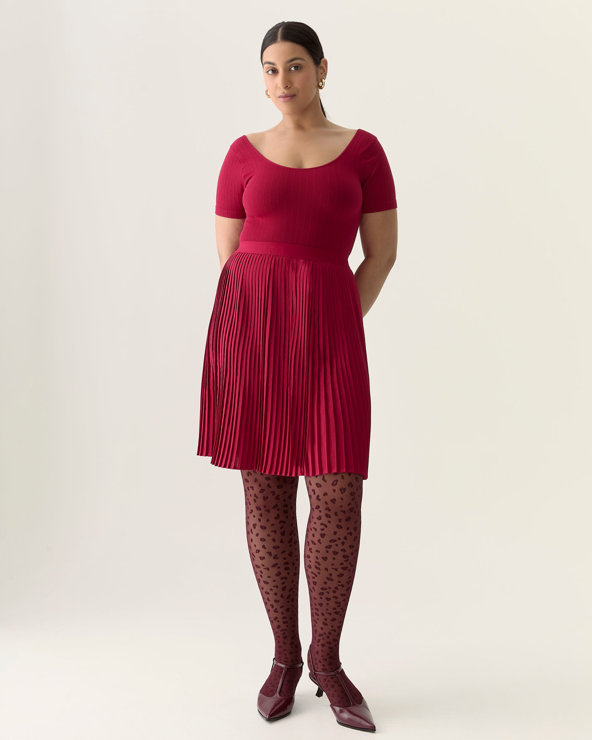 Knee-Length Pleated Skirt In Magnolia