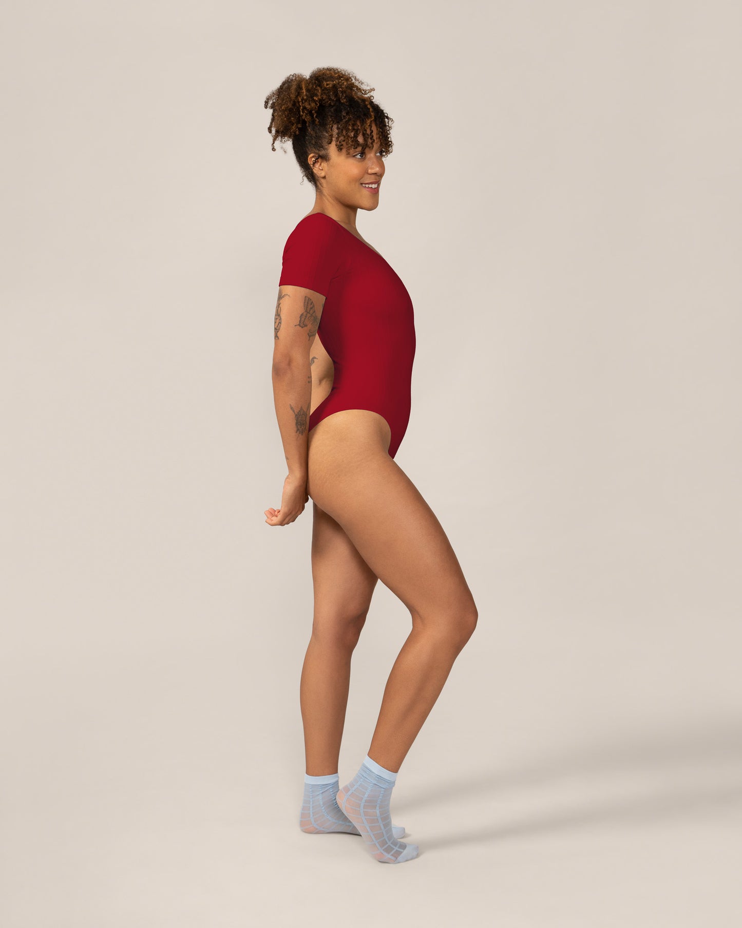 Seamless Wide Rib T-Bodysuit in Magnolia