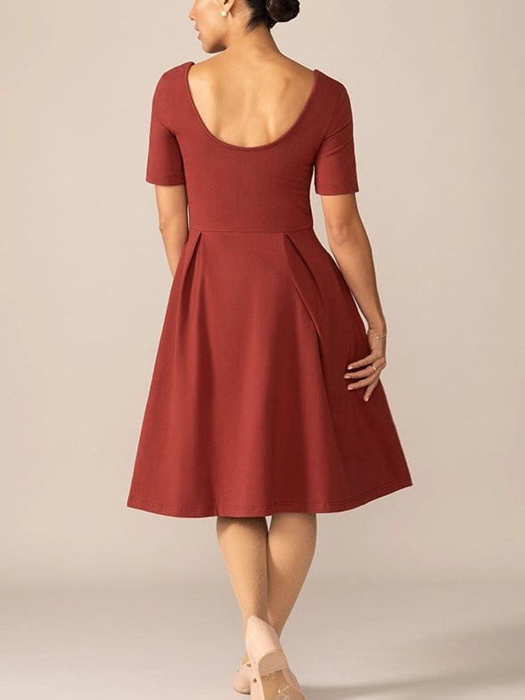 Short Sleeve Ballerina Knit Dress in Pinot Noir
