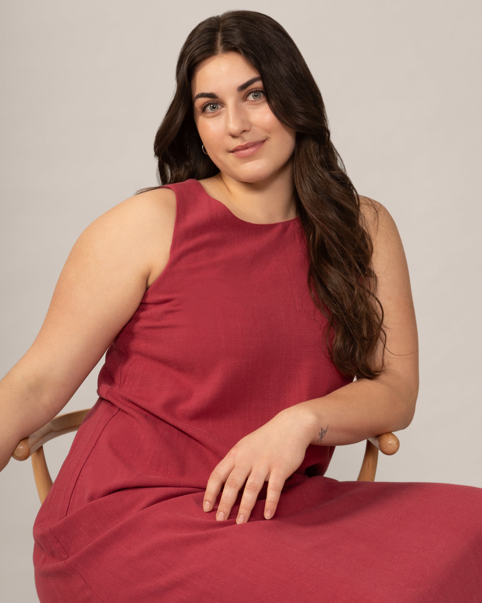 Maxi Linen Dress in Hibiscus