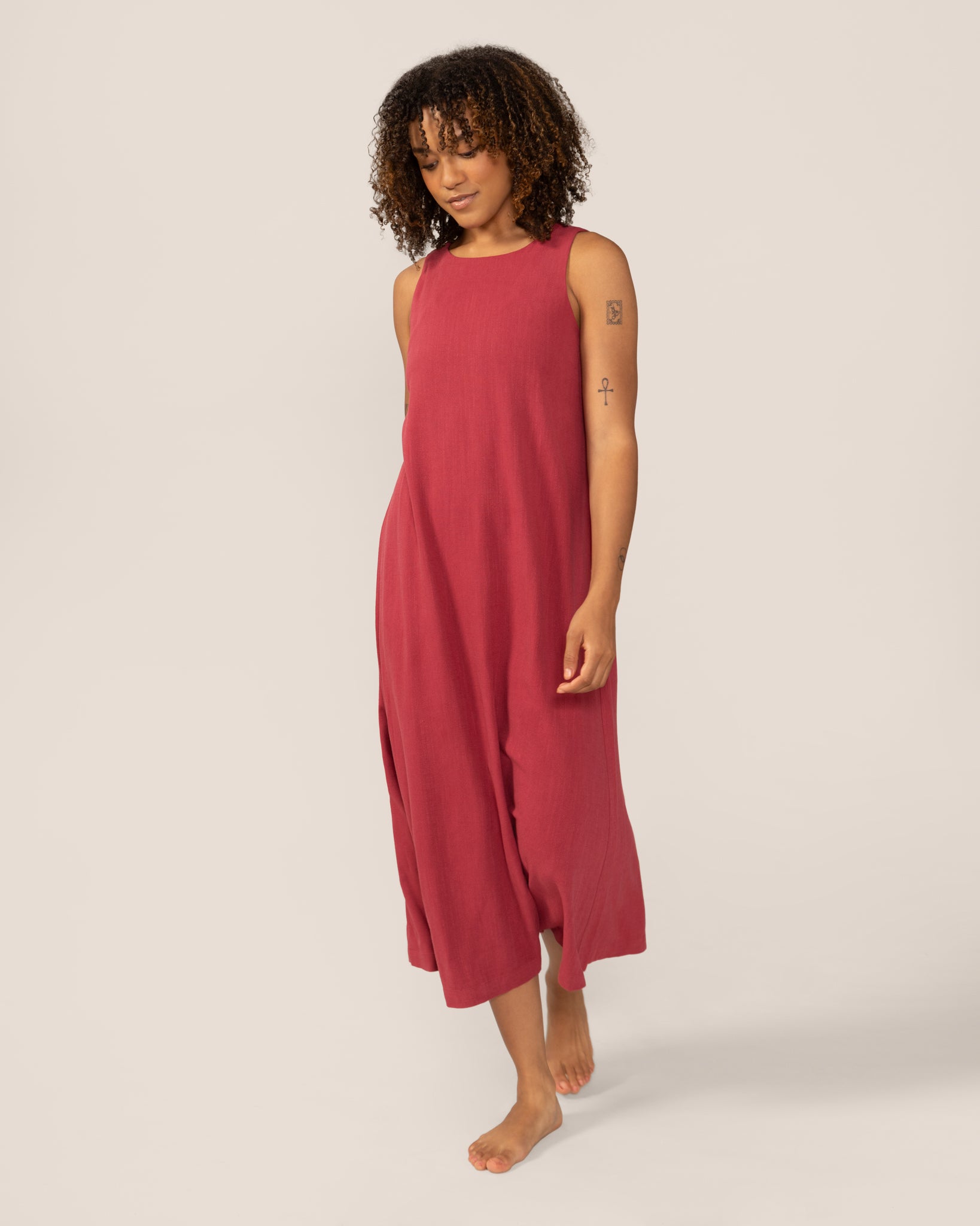 Maxi Linen Dress in Hibiscus