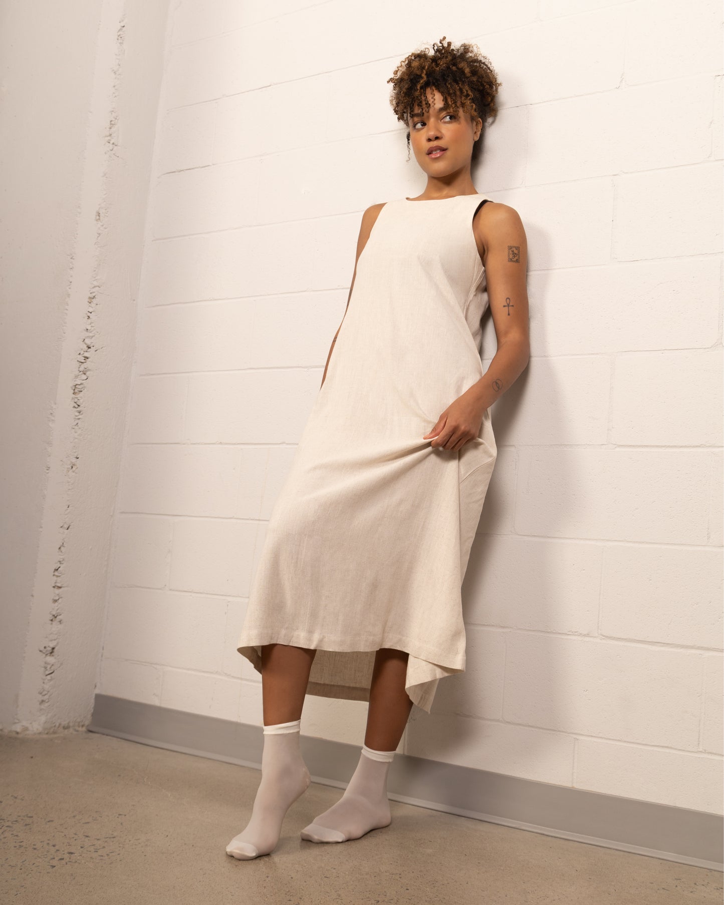 Maxi Linen Dress in Natural