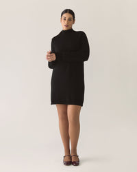 Responsible Merino Funnel Sweater Dress in Black