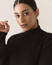 Responsible Merino Funnel Sweater Dress in Black