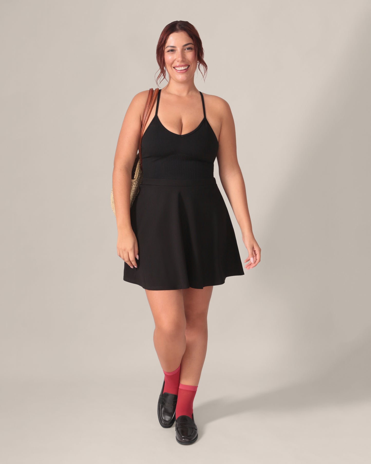 Fit and Flare Light Ease Knit OTK Skirt in Black