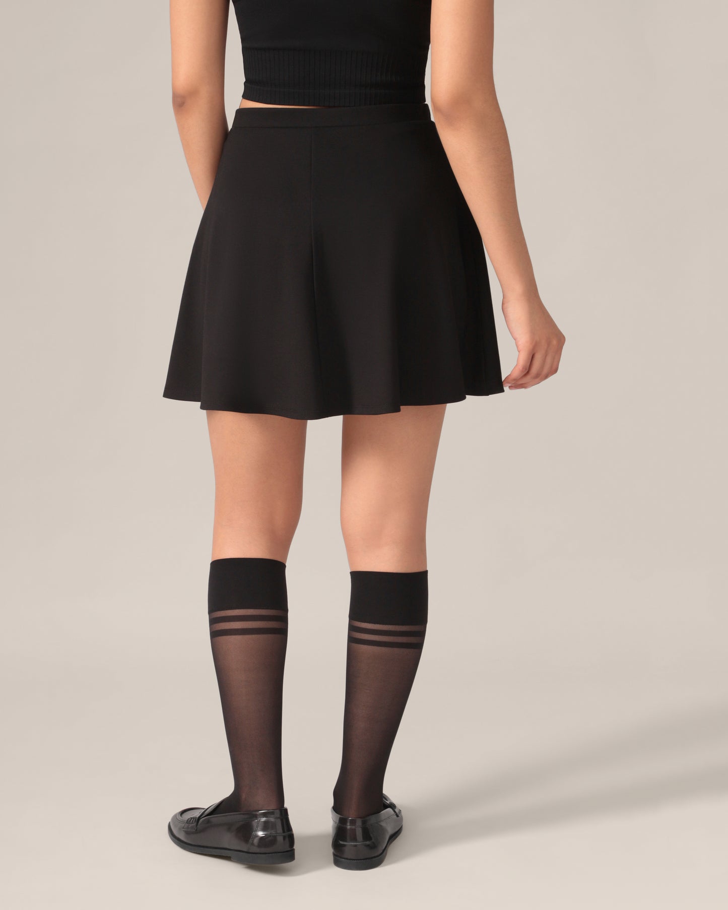 Fit and Flare Light Ease Knit OTK Skirt in Black