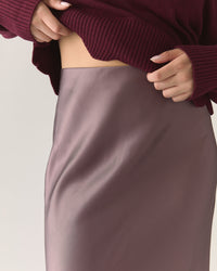 Midi Satin Skirt in Deep Taupe