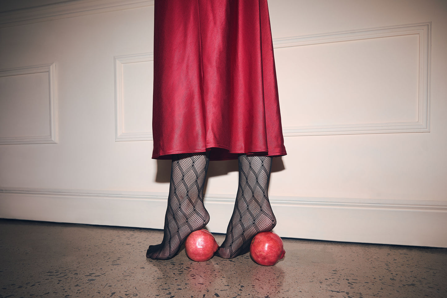 Midi Satin Skirt in Pomegranate Red