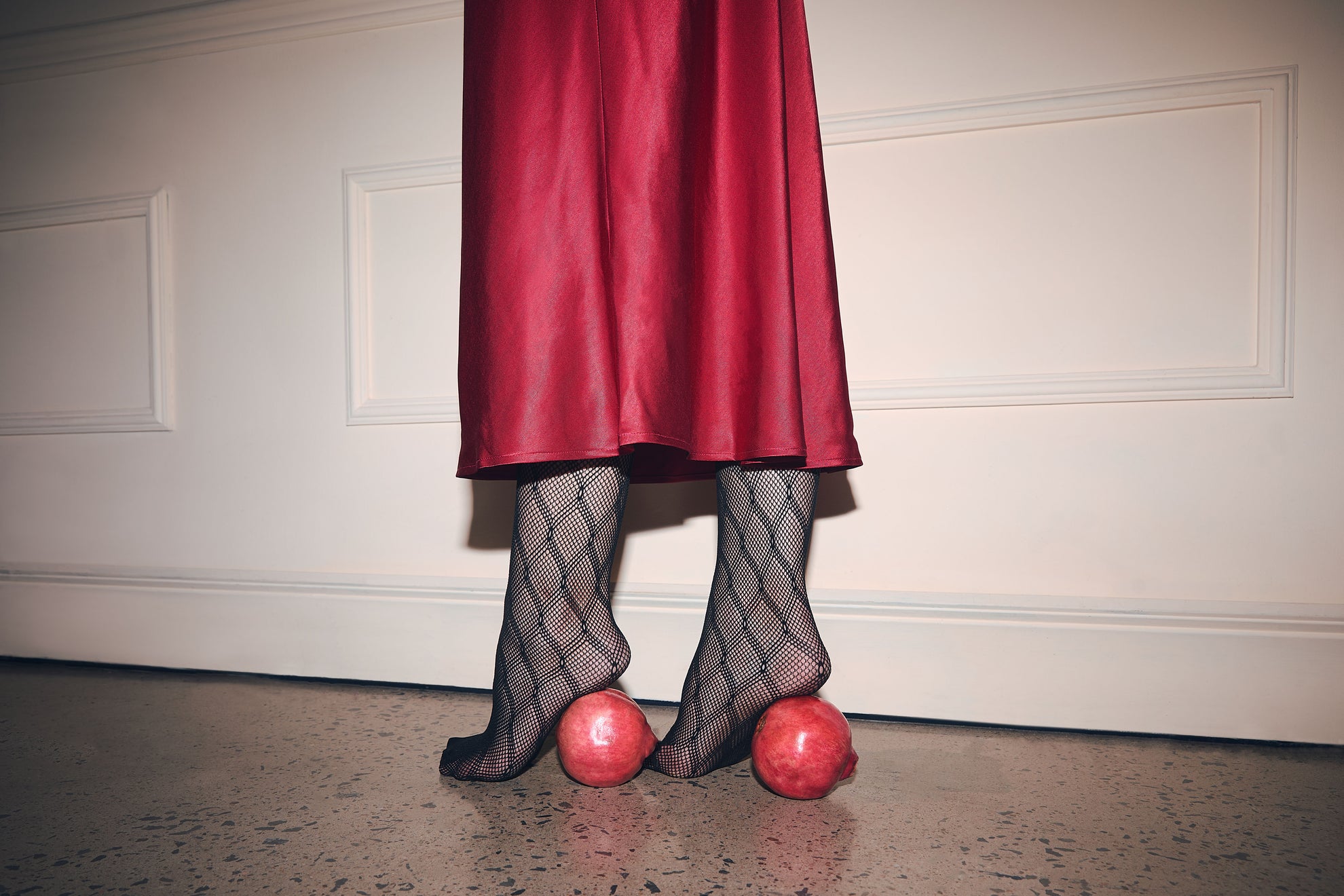 Midi Satin Skirt in Pomegranate Red