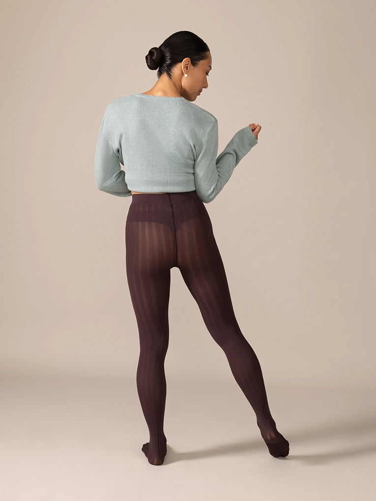 Wide Rib Opaque Tights 80D in Plum