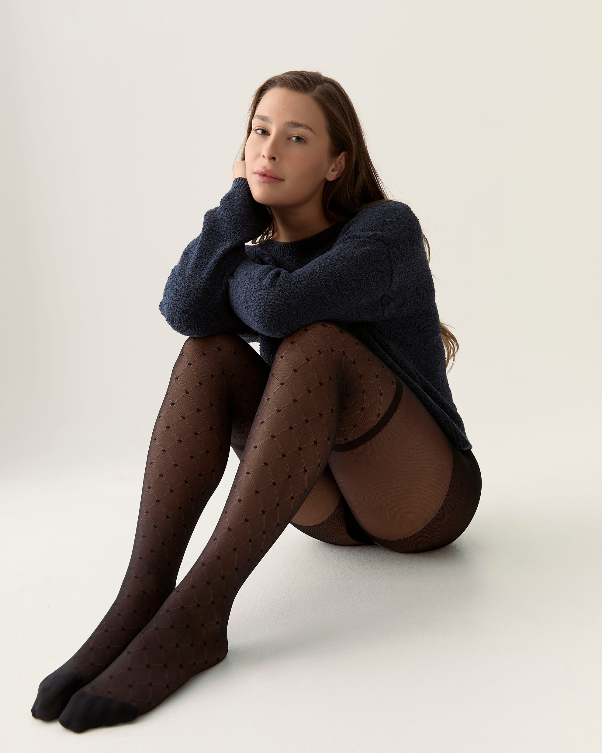Fishnet Style Over-the-Knee Tights in Black