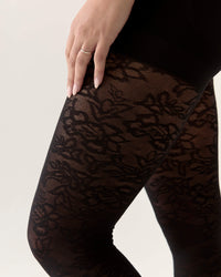 Floral Lace Contour Shaping Tights in Black