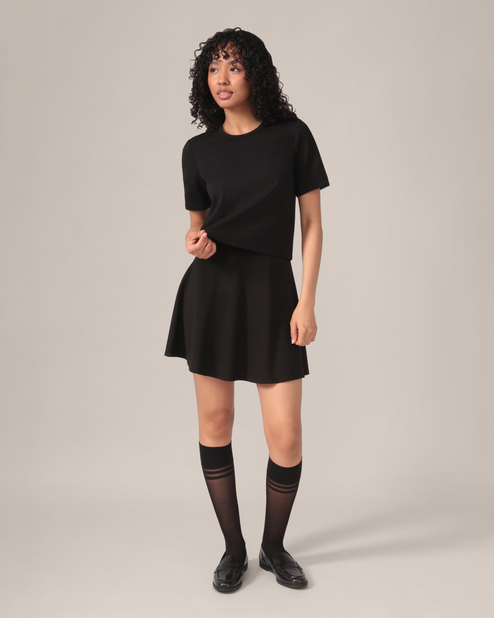 Double Stripe Knee High Socks in Black