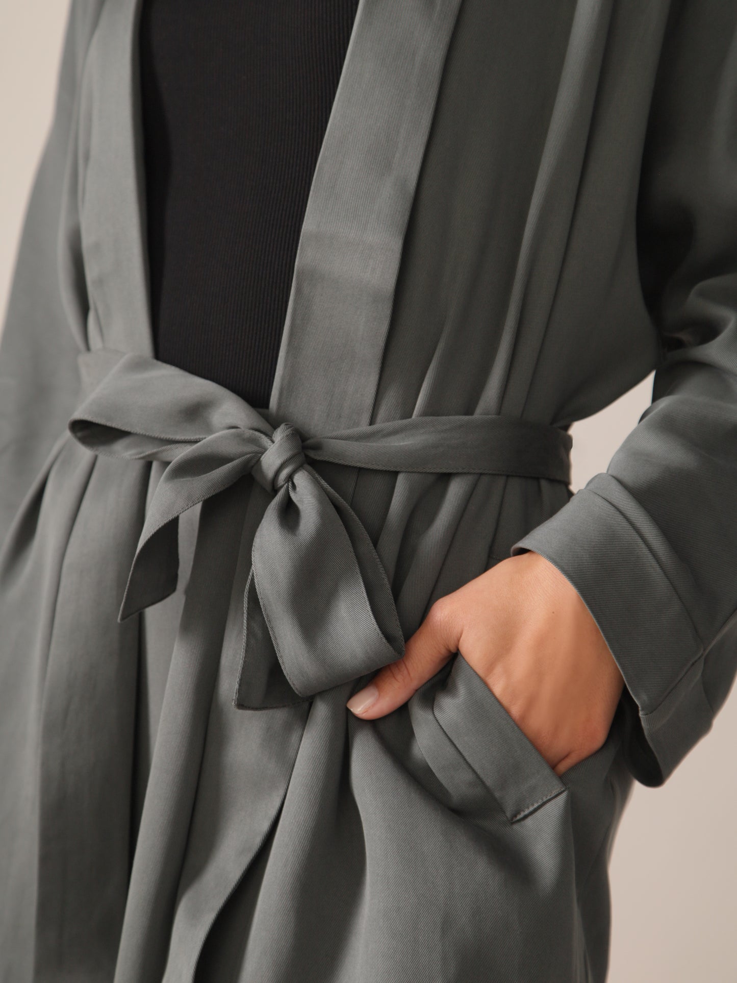 Eco Twill Blazer Kimono in Stormy Green