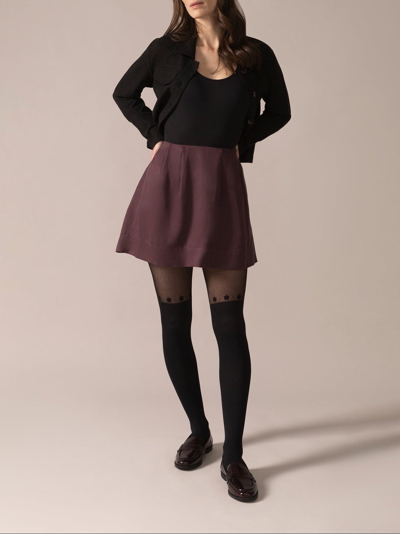 A-Line Eco Twill OTK Skirt in Plum