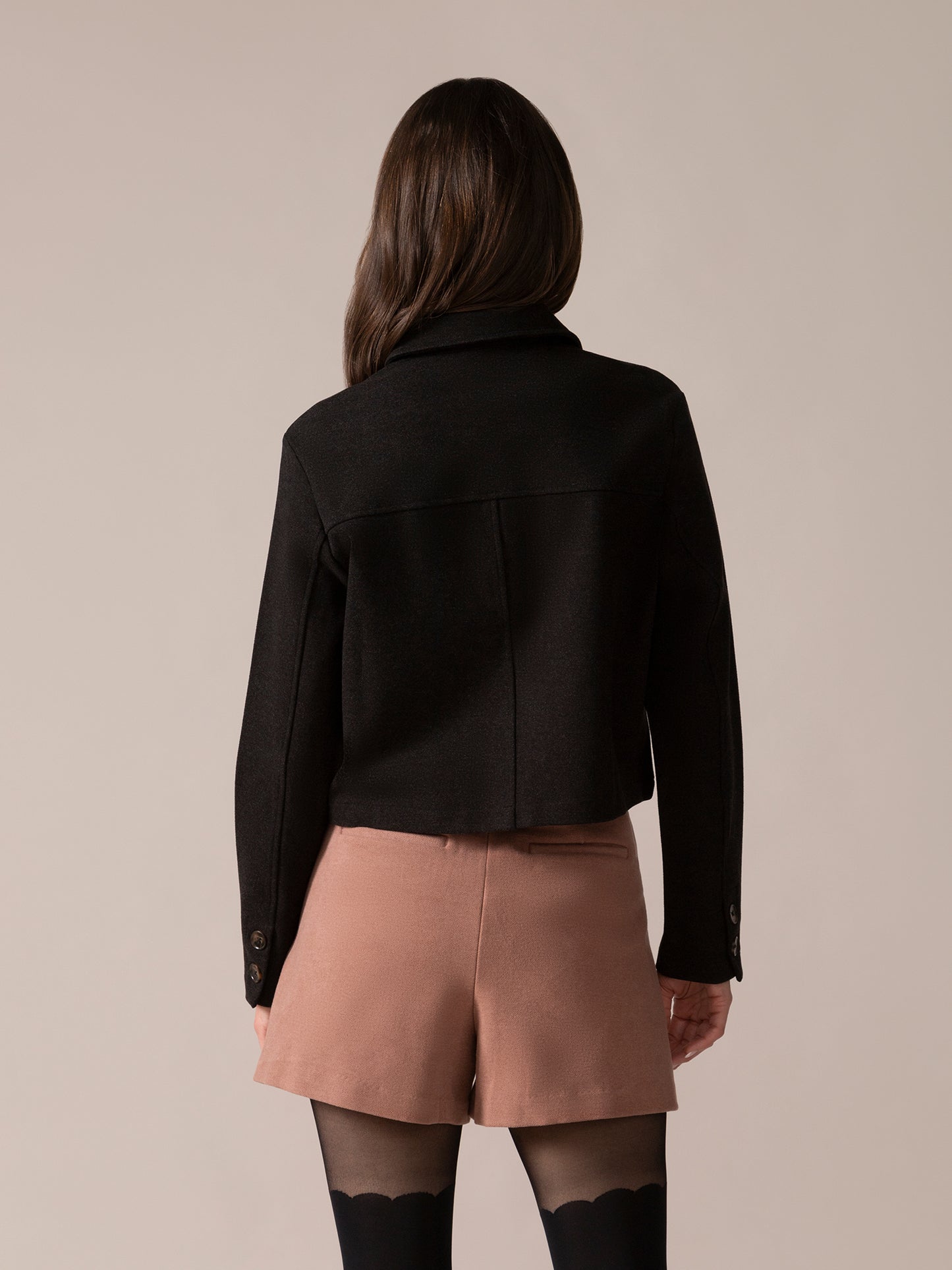 Veste Surchemise Noir Femme Tricot Brossé