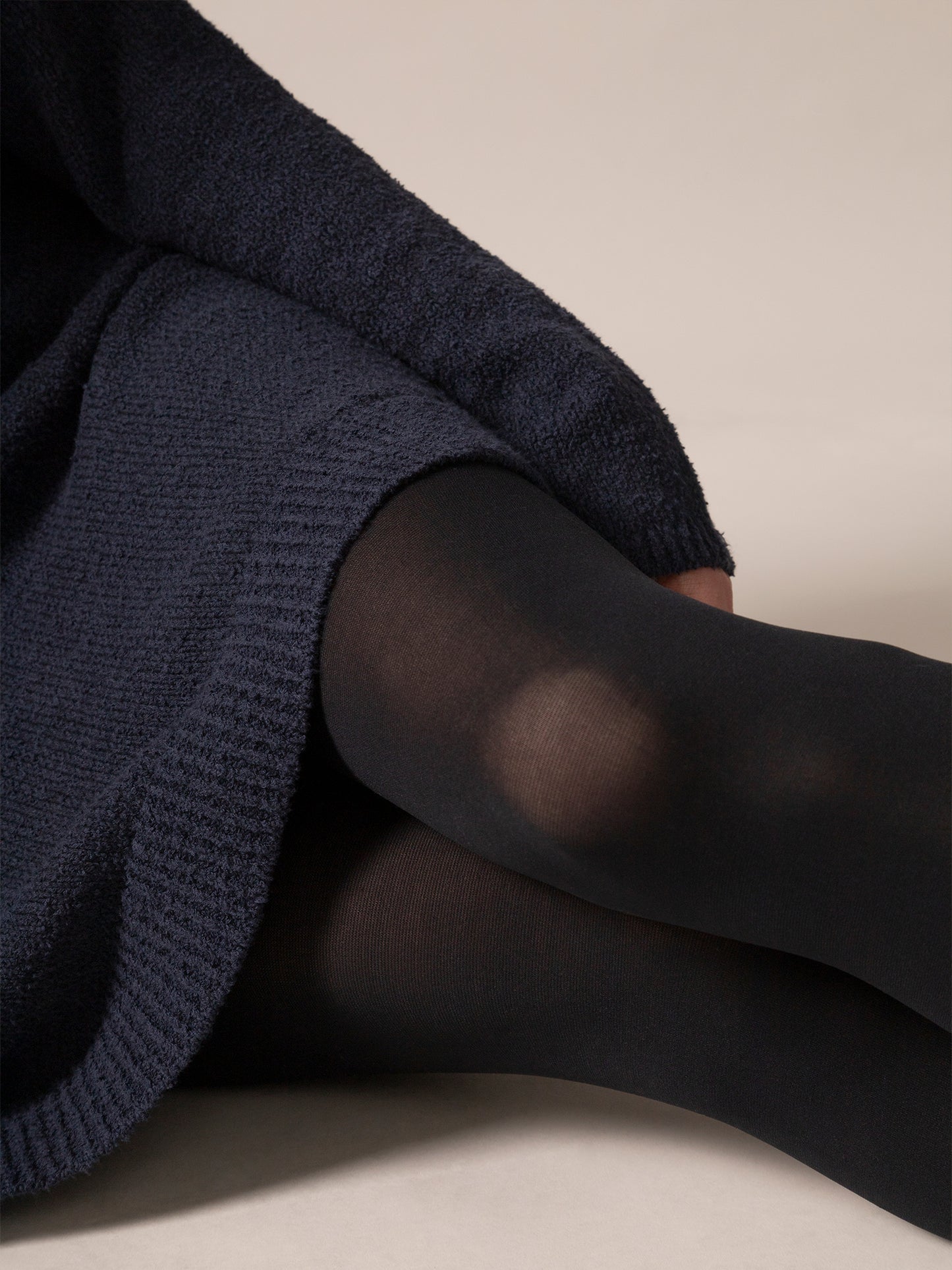 Bouclé Knit Long Sweater in Midnight Blue