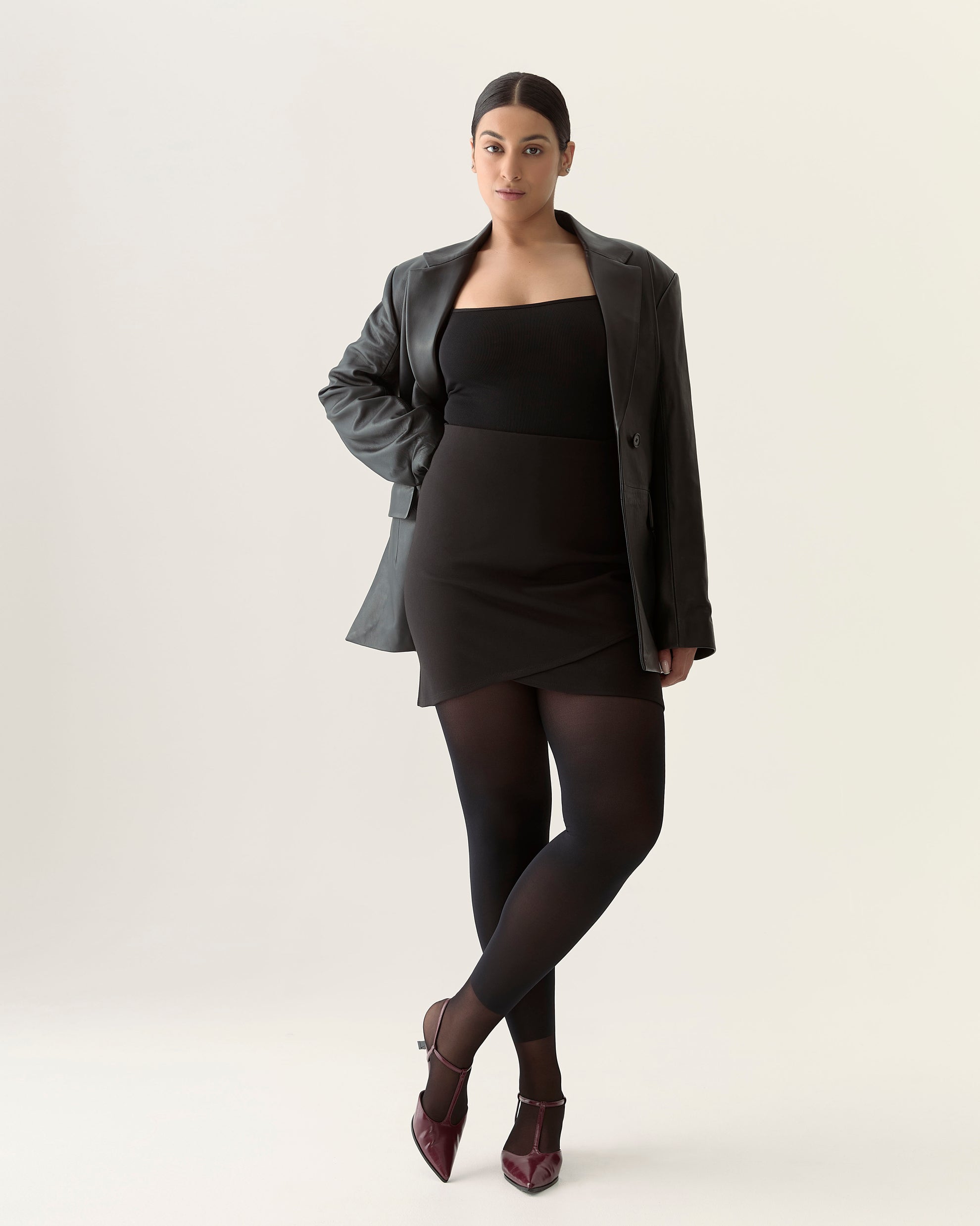 Tulip Ease Knit OTK Skirt in Black