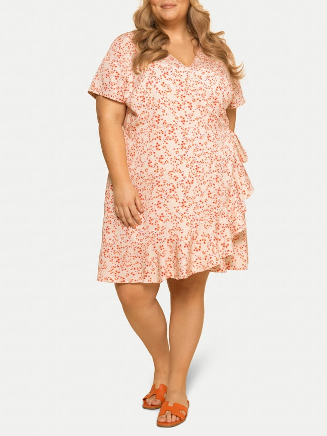 Carmen Ruffle Wrap Dress in Summer Garden