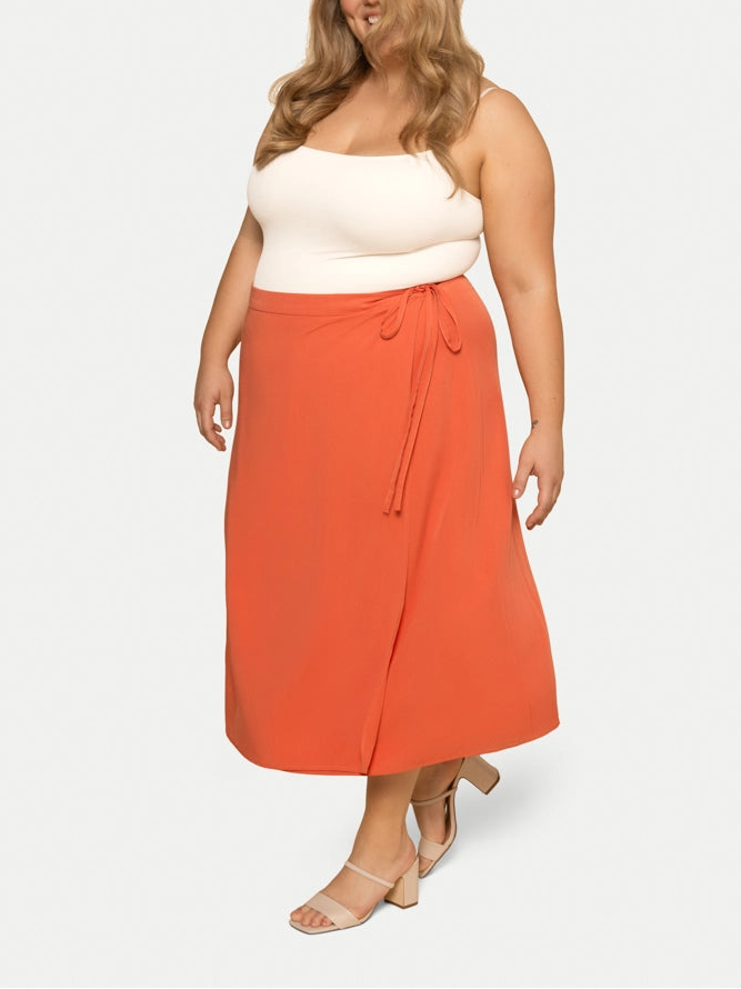 Robin Wrap Midi Skirt in Orange Spritz