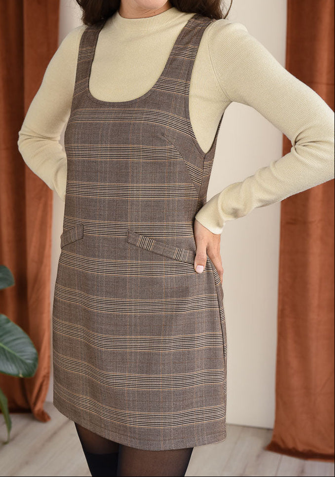 Rosalie Mocha Plaid Dress