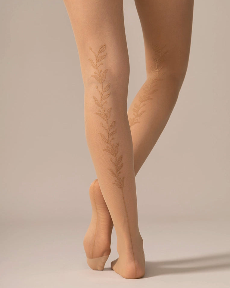 Back Vine Sheer Tights 30D in Dune