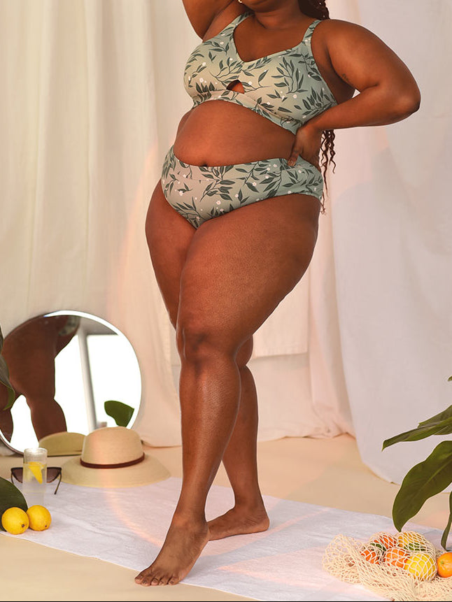 Green Foliage Bikini Bottom